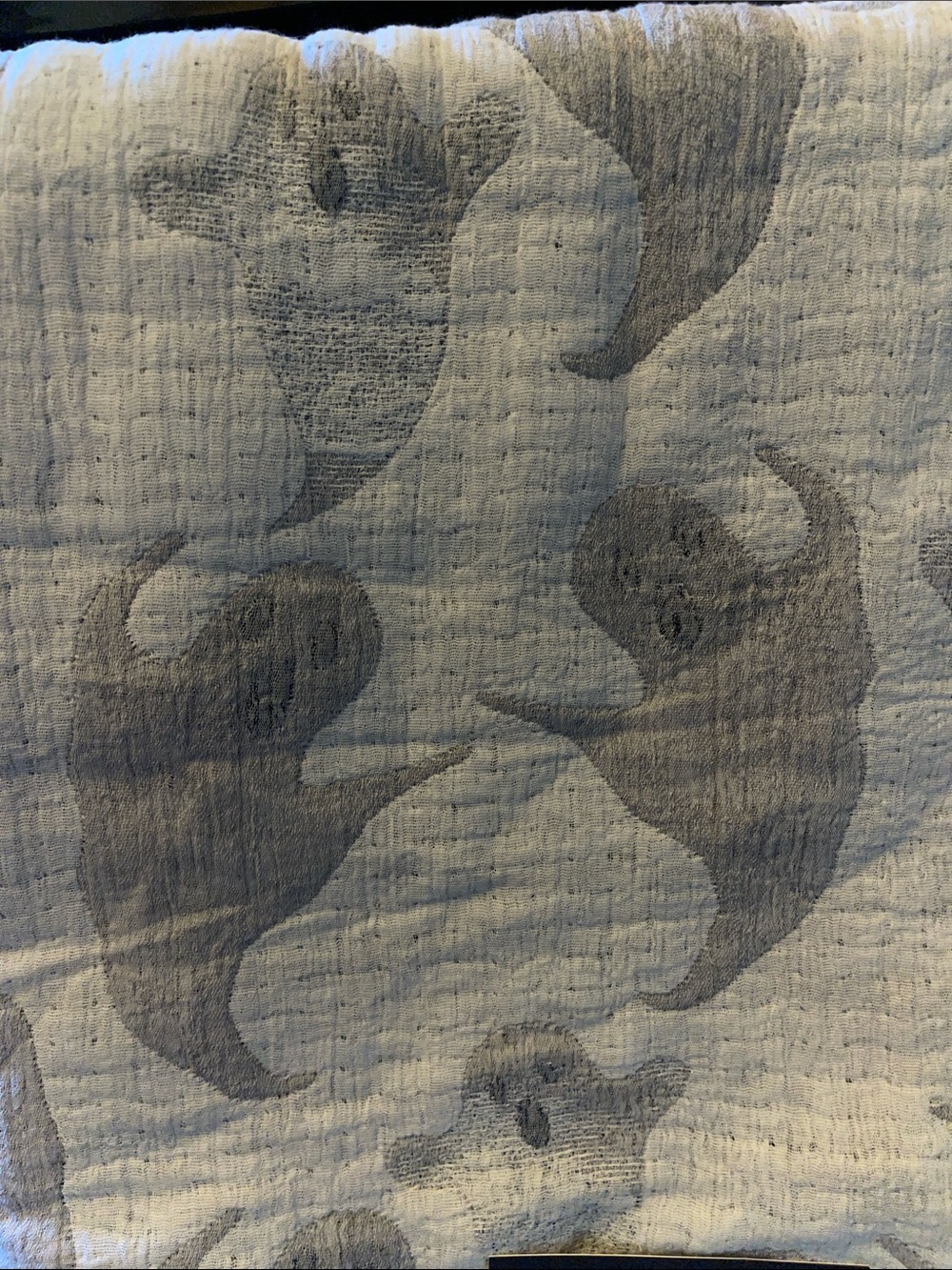 Spooky by Indigo Home Gray and White Ghost Pattern Decorative Throw - Picture 3 of 4